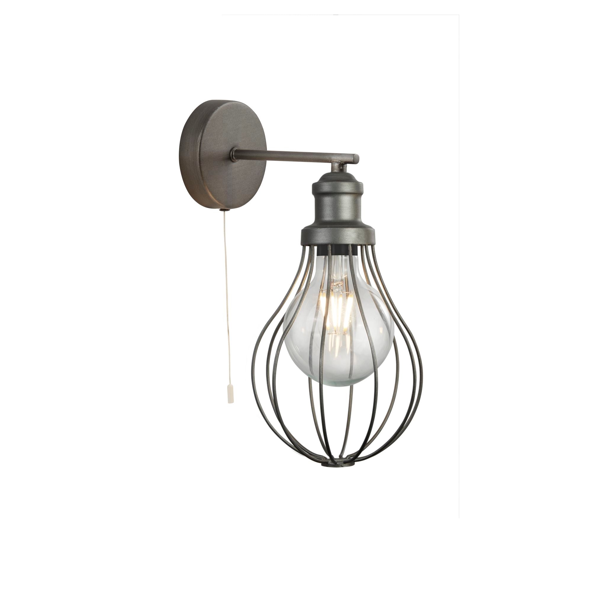 Searchlight Balloon Cage 1 Light Wall Light Pewter