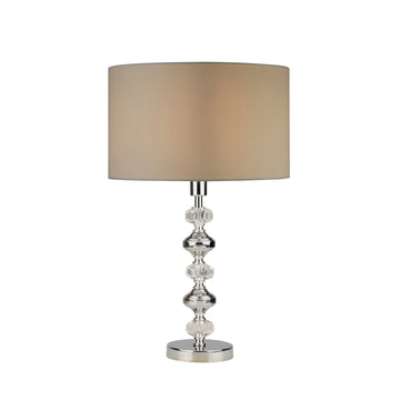 Larissa 1 Light Table Lamp Chrome And Acrylic With Grey Shade