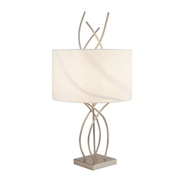 Searchlight Flame Table Lamp With SS Base And White Shade