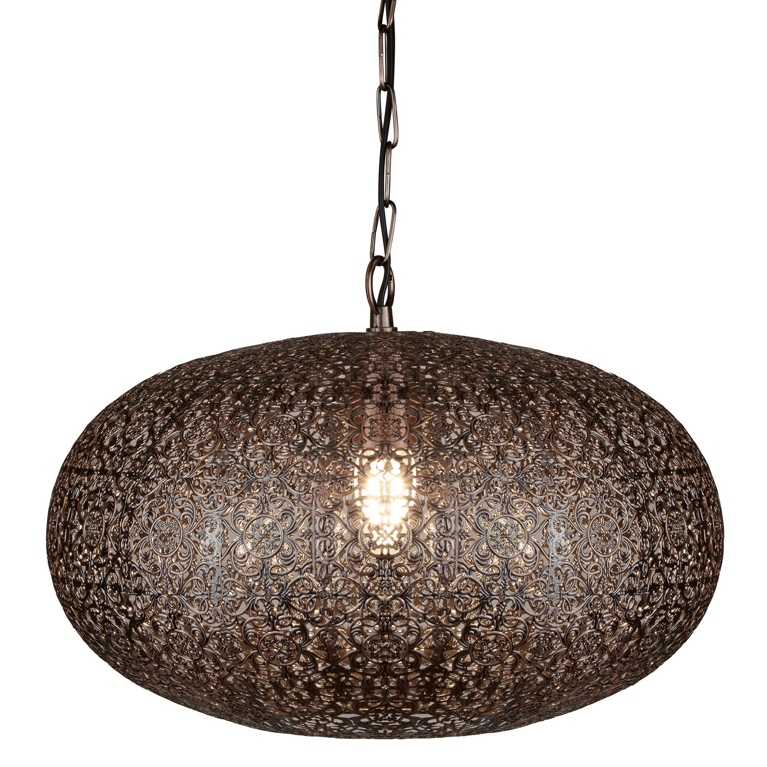 Fretwork Antique Copper Moroccan Style Shade Ceiling Pendant Light