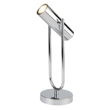 Telescope 1 Light LED Chrome Cylinder Shade Table Lamp Reading Light