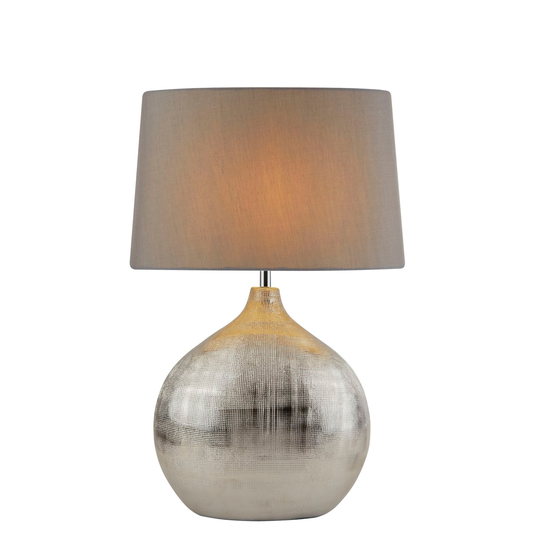Artisan 1 Light Chrome Table Lamp With Round Base Grey Shade