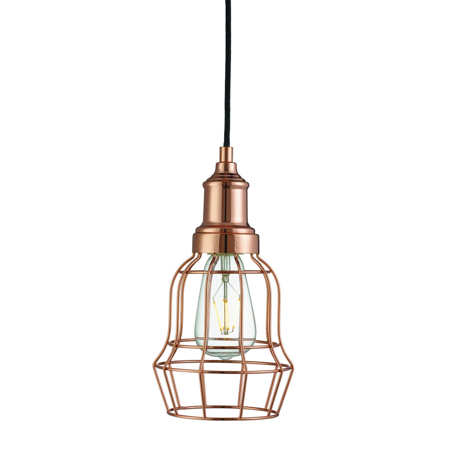 Copper Tapered Cage Shade Ceiling Pendant Light