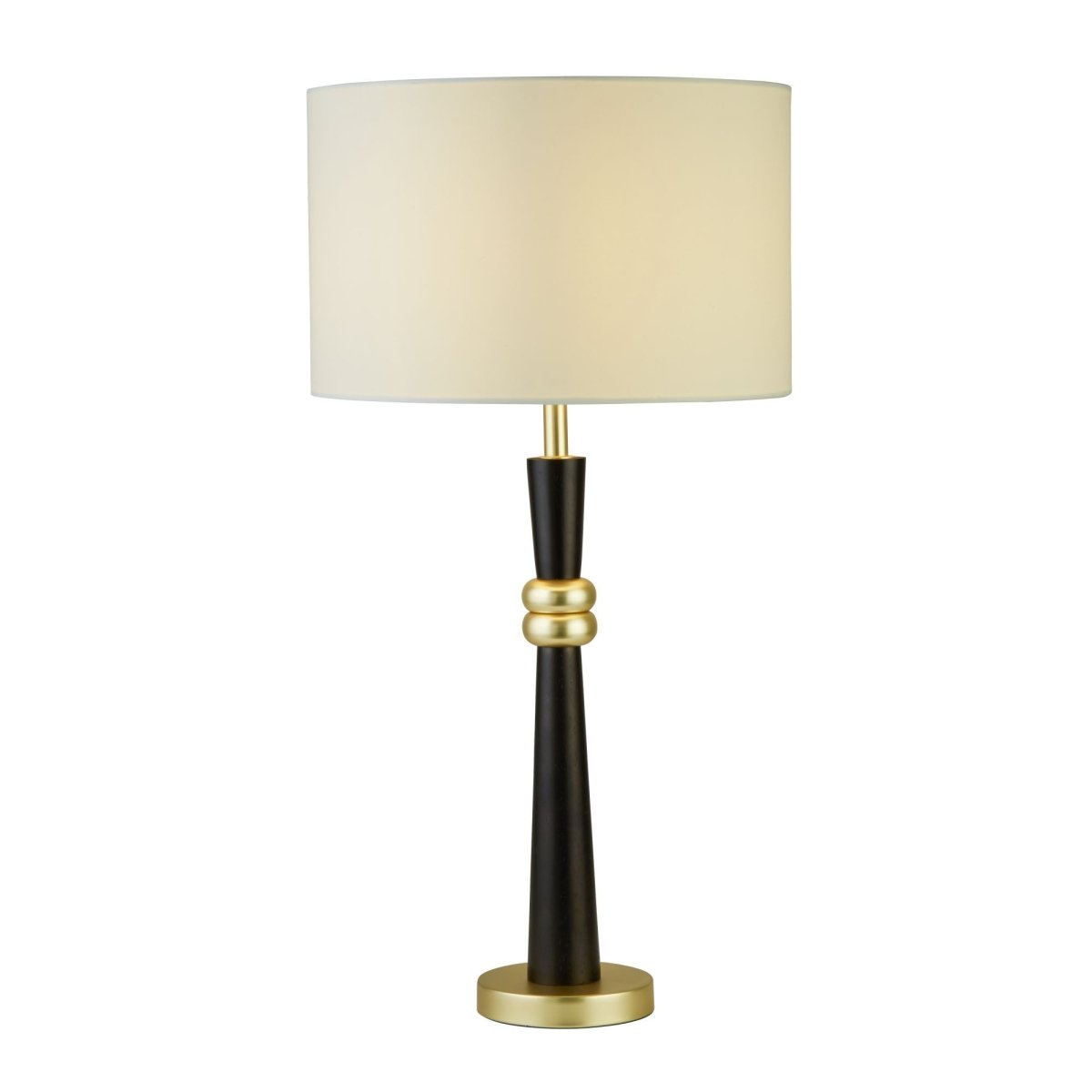 Sylvian 1 Light Table Lamp Dark Wood And Gold With Cream Shade - Bonnypack