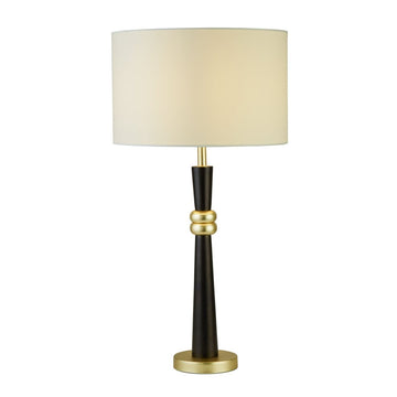 Sylvian 1 Light Table Lamp Dark Wood And Gold With Cream Shade