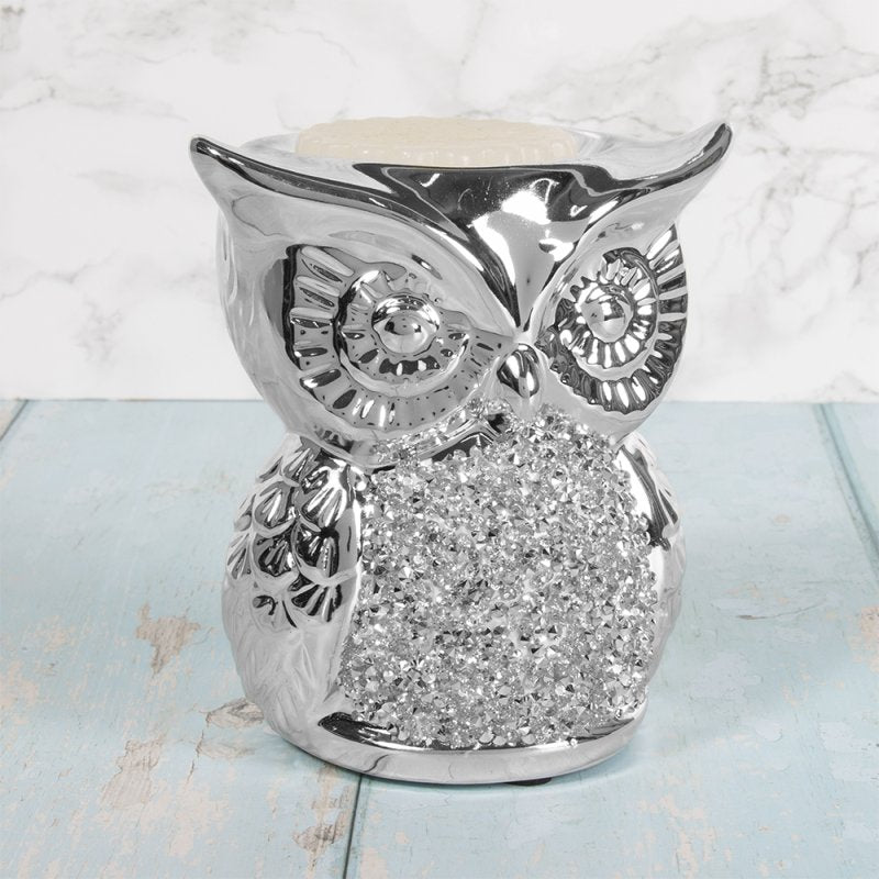 Tealight Holder Burner Wax Melt Warmer Silver Owl Shape - Bonnypack