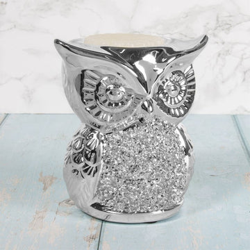 Tealight Holder Burner Wax Melt Warmer Silver Owl Shape