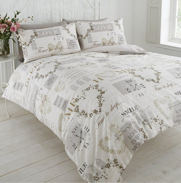 Time to Sleep Double Duvet Cover Bedding Set - Natural