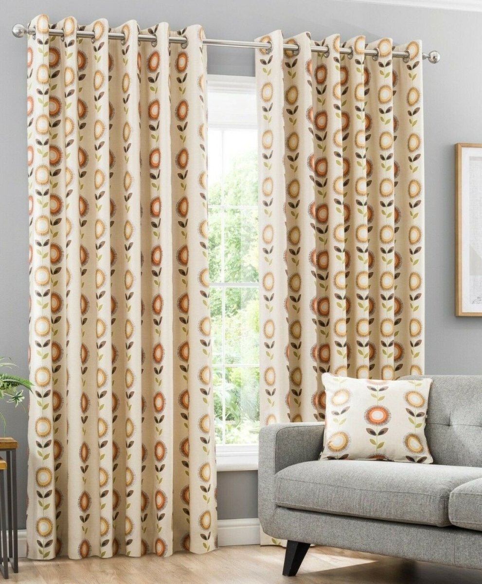 Tivoli Floral Eyelet Ring Top Lined Curtains 66" x 72" - Bonnypack