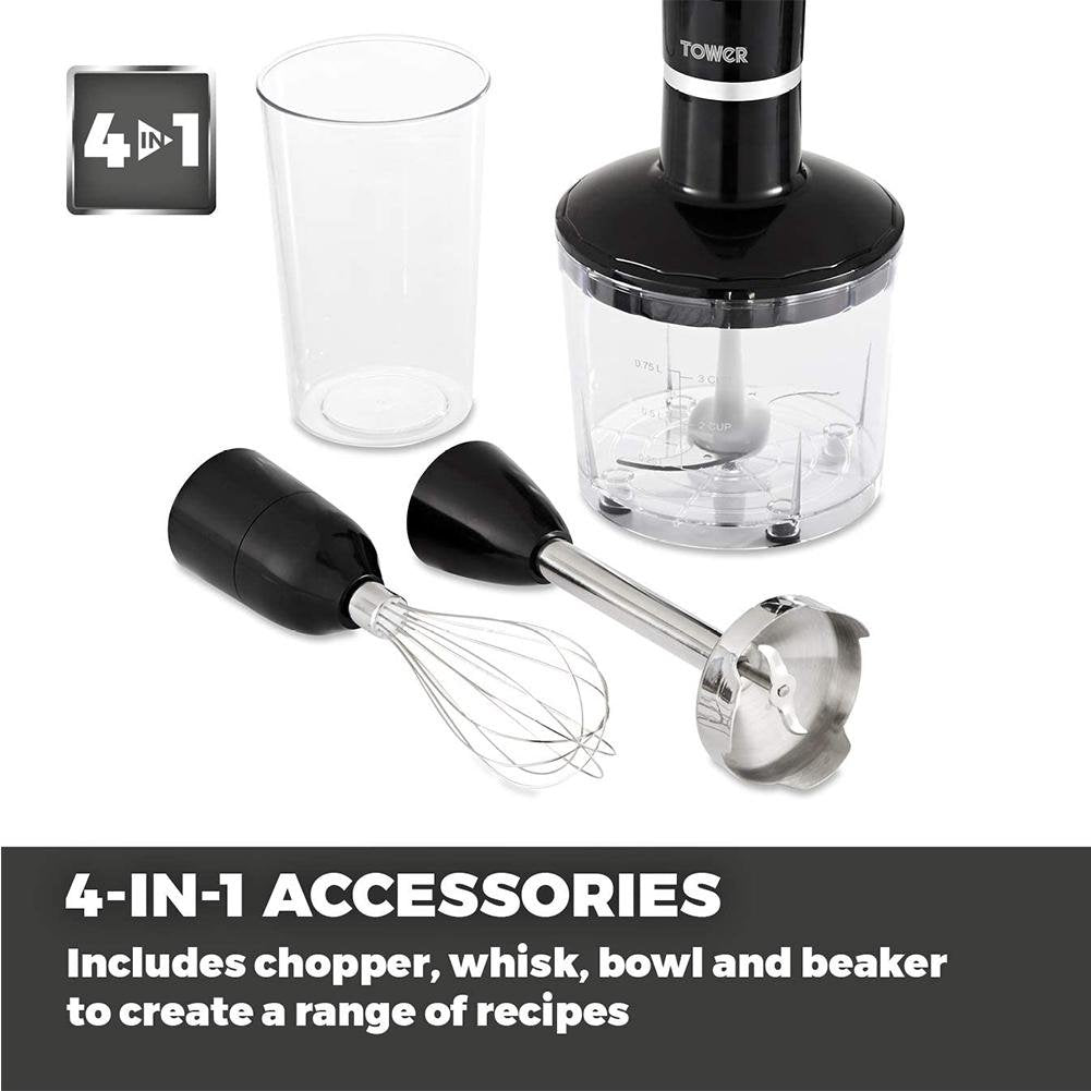 Tower 4in1 Black Stainless Steel Multi-Use Hand Blender - Bonnypack