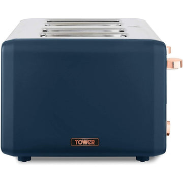 Tower Cavaletto 4 Slice Stainless Steel Blue Toaster
