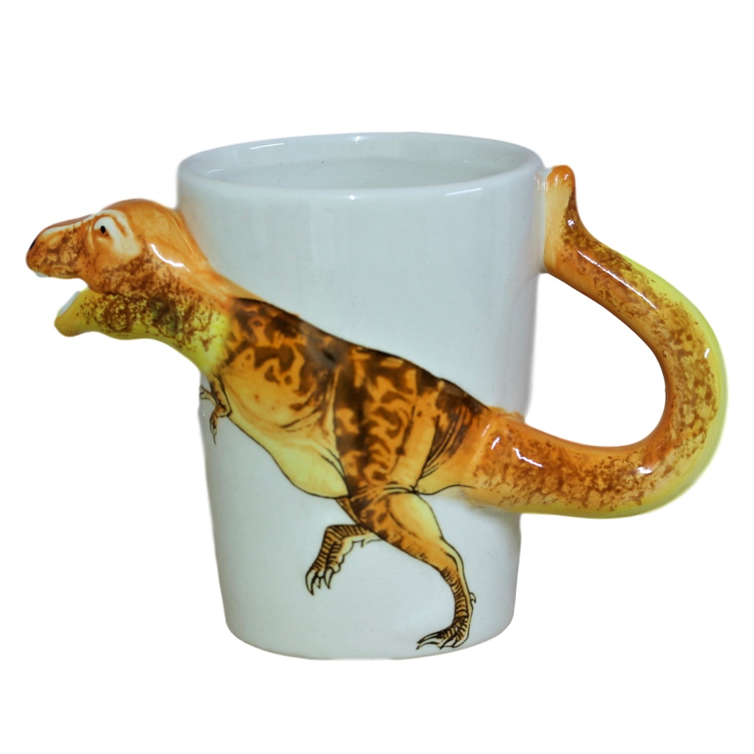 3D Tyrannosaurus Rex Dinosaur White Ceramic Mug