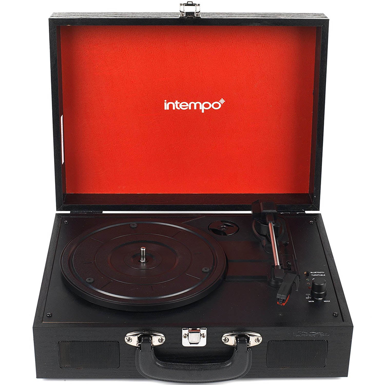 Portable Bluetooth Wooden Turntable Party Black