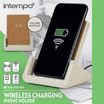 Intempo Wireless Phone Charger Dock IOS/Android Cork Plate
