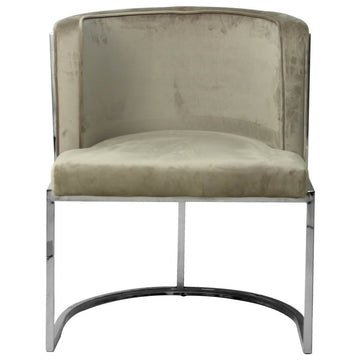 Velvet Mink Dining Sofa Chair with Metal Base