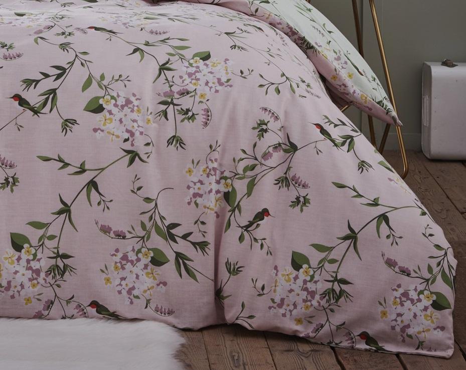 Vintage Chic Double Duvet Cover Bedding Set - Blush Pink - Bonnypack