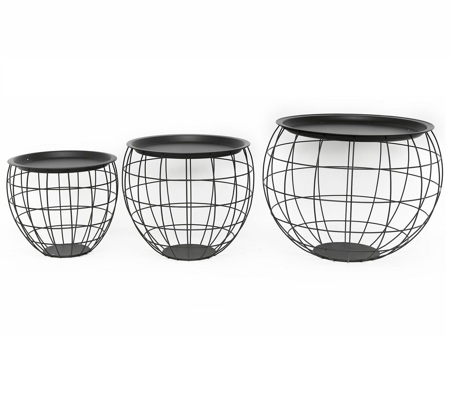 Set of 3 Black Wire Side Tables