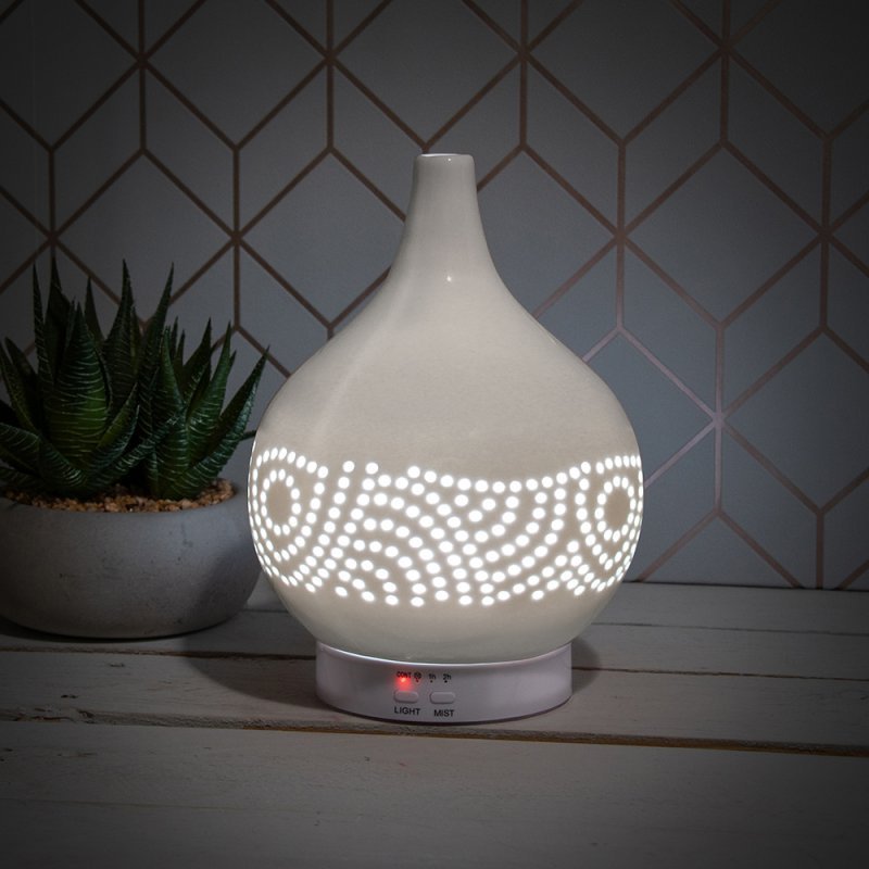 White Humidifier Oil Mist Colour Changing LED Lamp Remote Control - Bonnypack