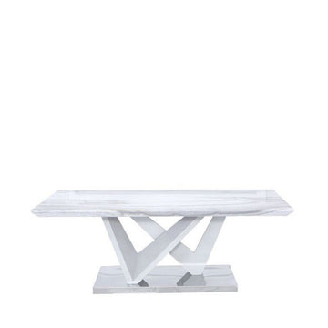 White Marble Effect Geometric Coffee Table - Bonnypack