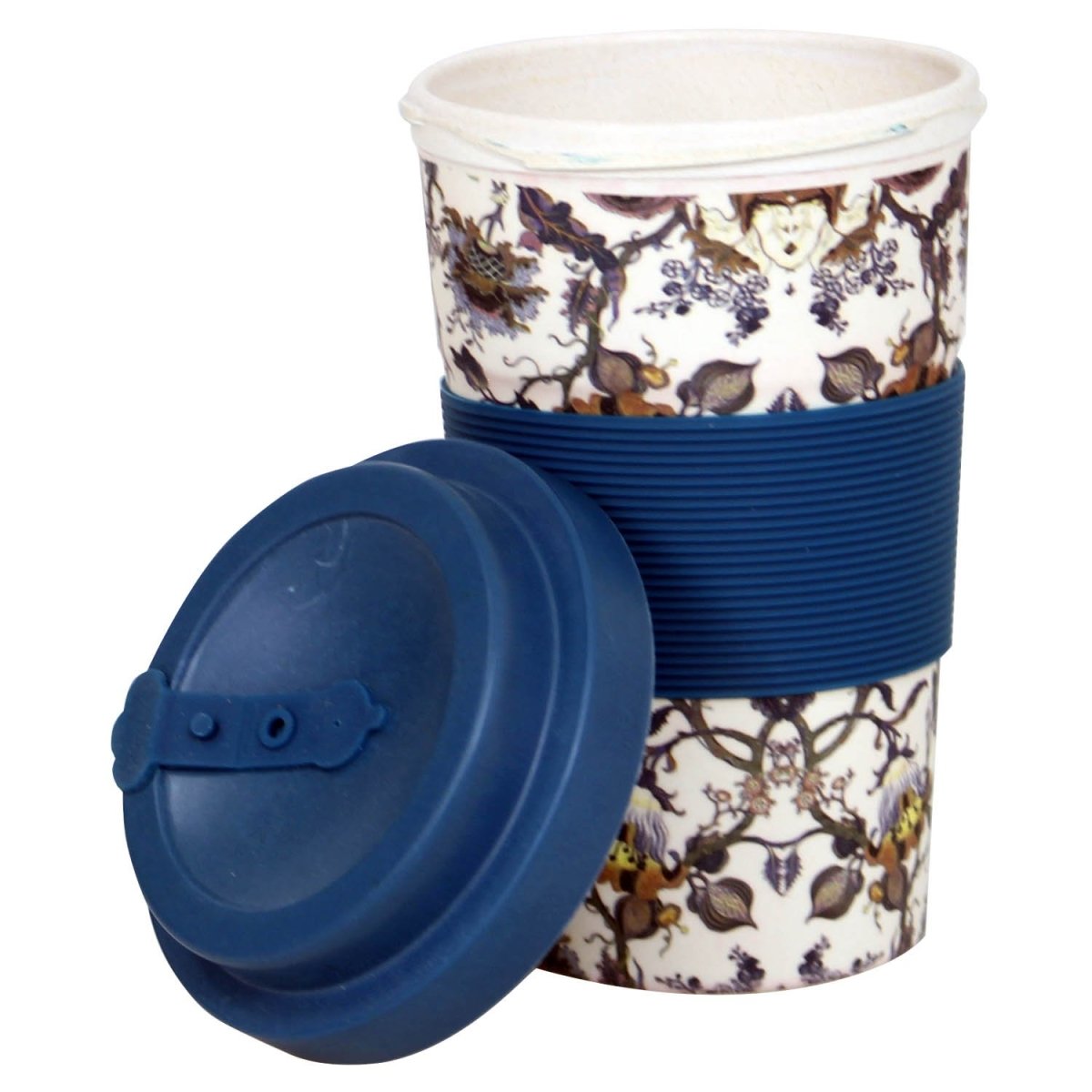 William Morris Anthina Blue 350ml Reusable Bamboo Travel Mug - Bonnypack