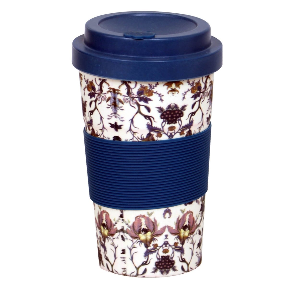 William Morris Anthina Blue 350ml Reusable Bamboo Travel Mug - Bonnypack