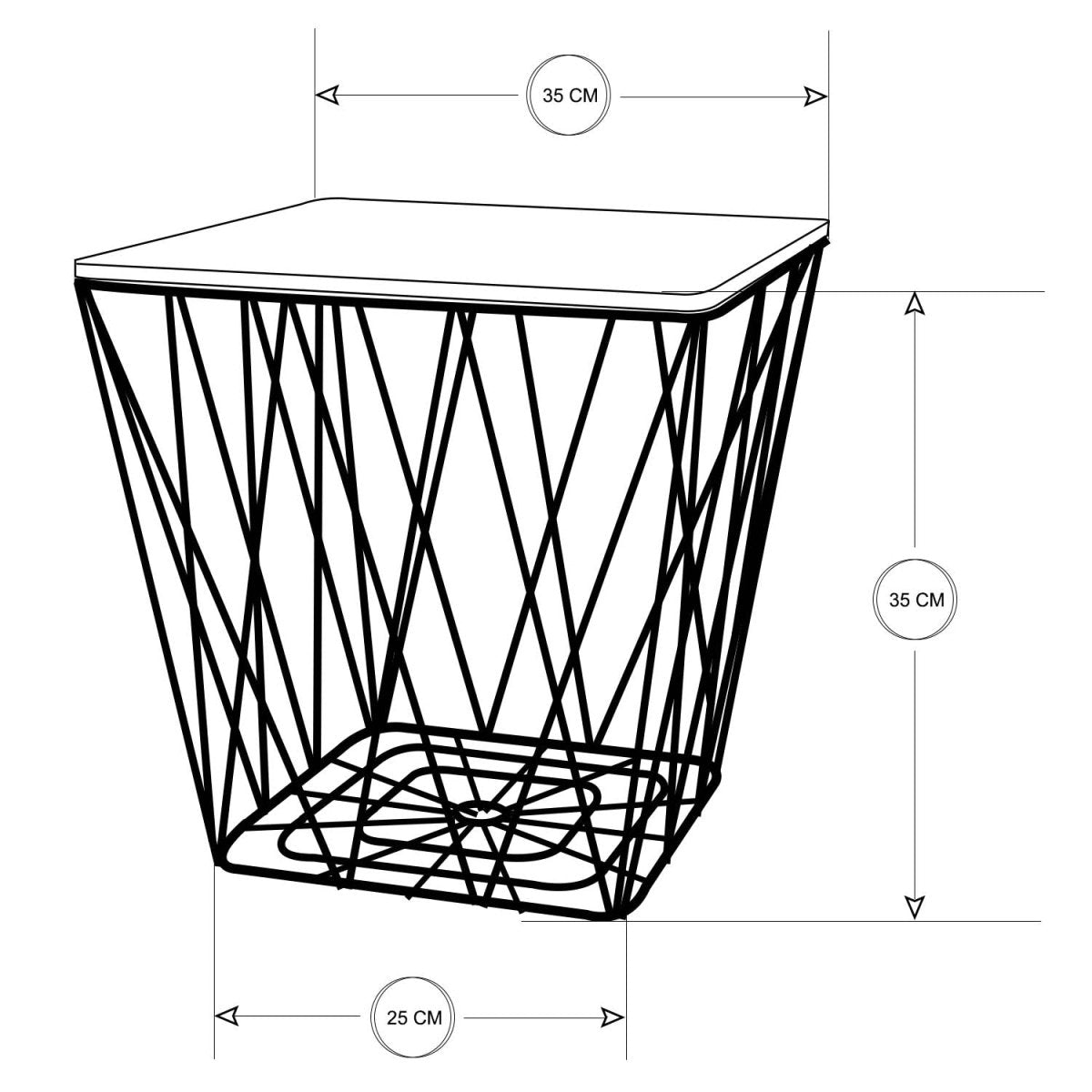Wooden Top Black Metal Wire Square Storage Basket - Bonnypack