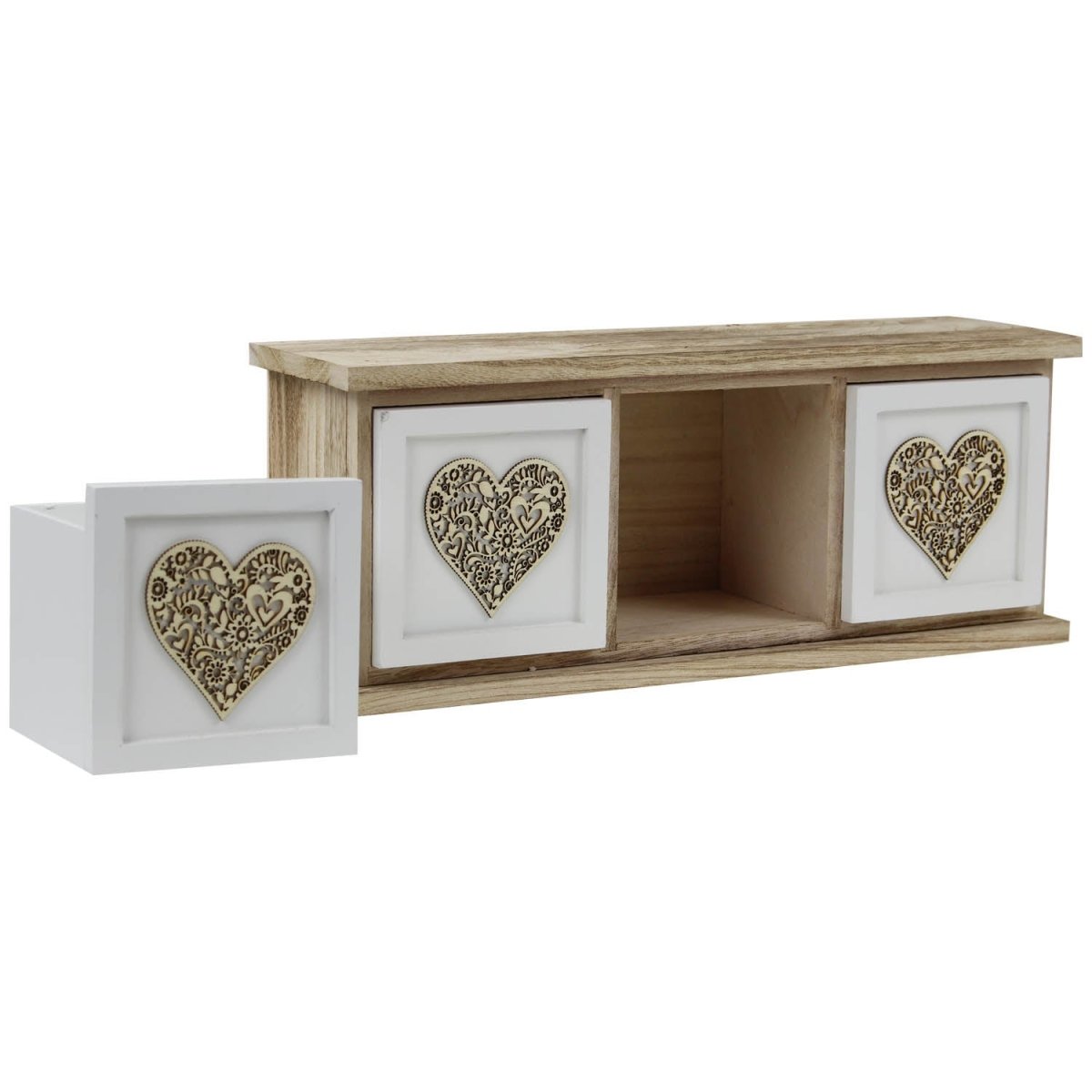 Wooden Triple Drawer Bedroom Jewellery Ring Desk Storage - Bonnypack