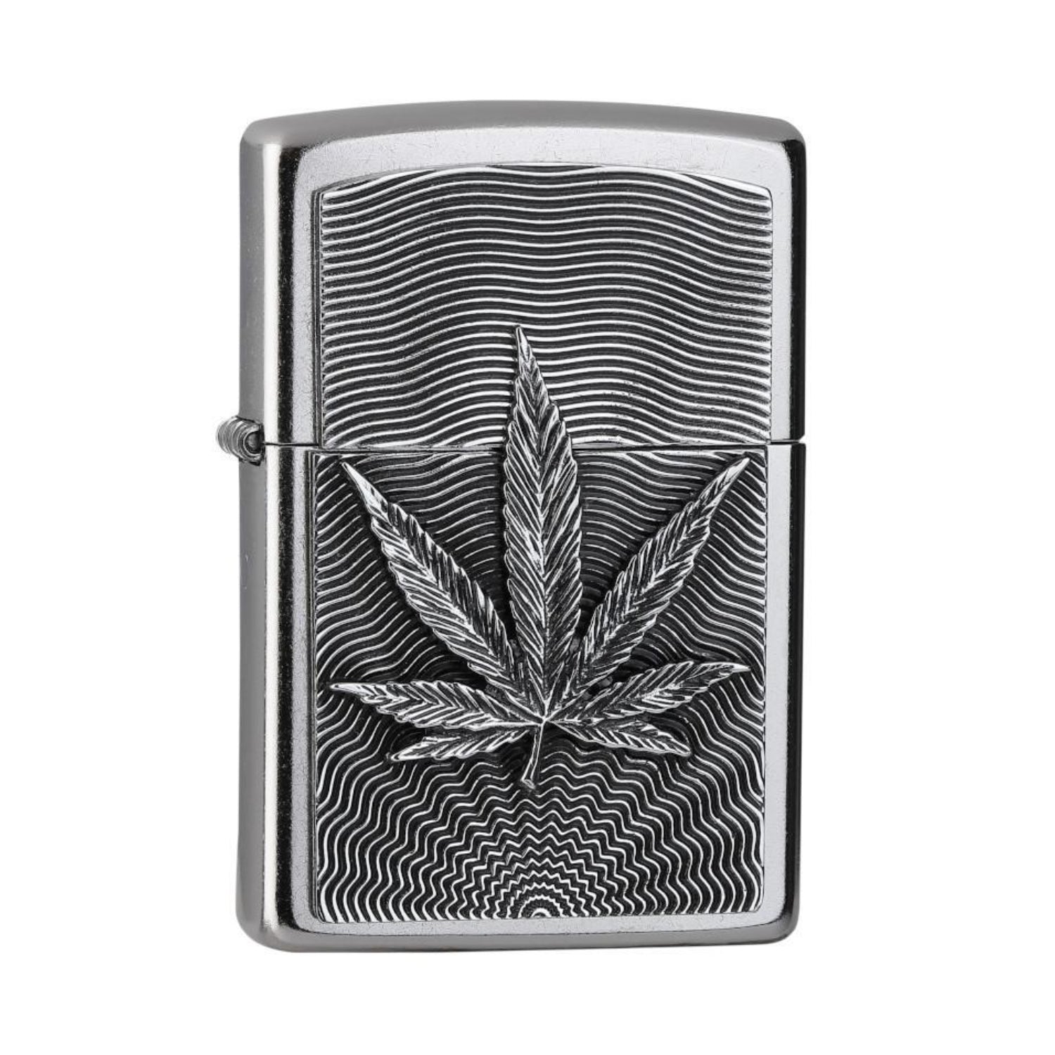 Zippo Lighter Hemp Leaf Emblem Street Chrome